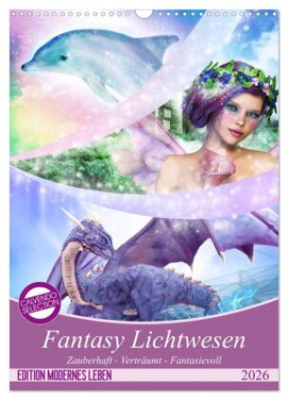 Kalendár/Diár Fantasy Lichtwesen (Wandkalender 2026 DIN A3 hoch), CALVENDO Monatskalender Calvendo