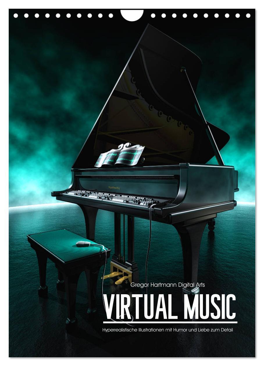 Kalendár/Diár VIRTUAL MUSIC - Musikinstrumente in Hyperrealistischen Illustrationen (Wandkalender 2026 DIN A4 hoch), CALVENDO Monatskalender Calvendo