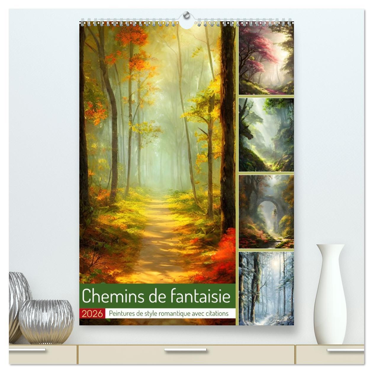 Kalendár/Diár Chemins de fantaisie  (Calendrier mural 2026 DIN A2 horizontal) calendrier de bureau Calvendo