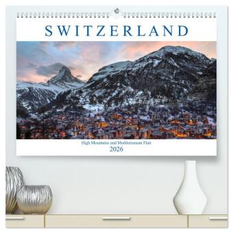 Kalendár/Diár Switzerland (High Quality Premium Wall Calendar 2026 DIN A2 landscape),CALVENDO 12 Month Wall Calendar Calvendo