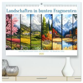 Календар/тефтер Landschaften in bunten Fragmenten (hochwertiger Premium Wandkalender 2026 DIN A2 quer), Kunstdruck in Hochglanz Calvendo