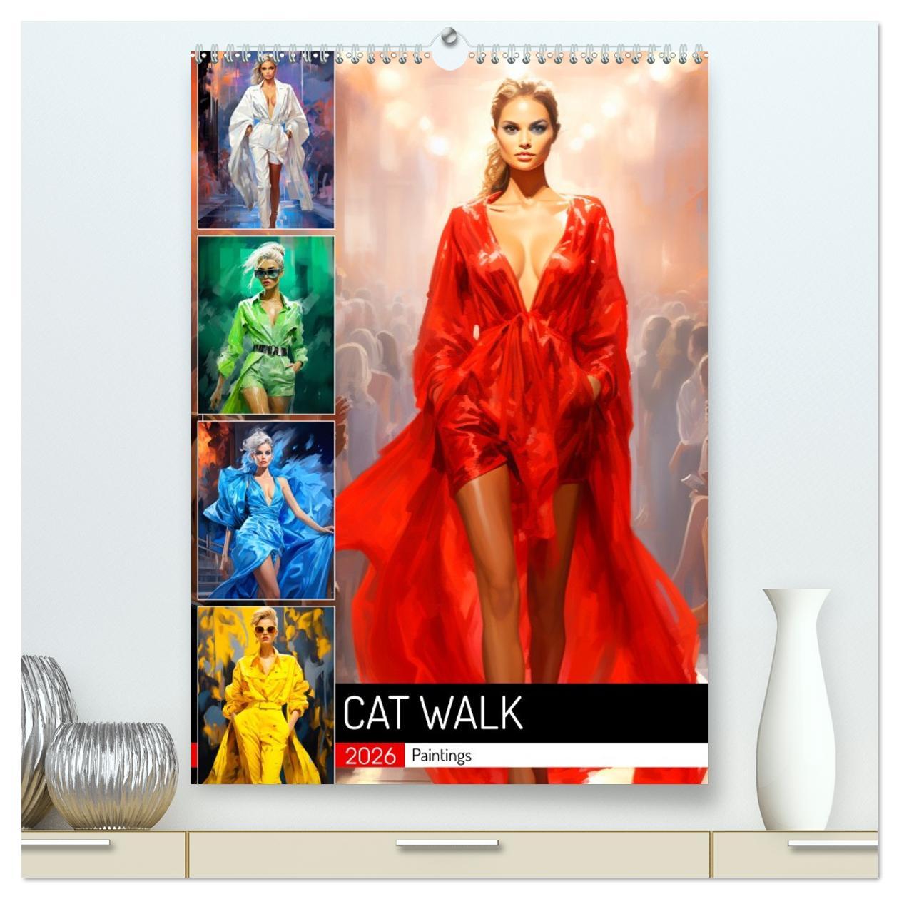 Календар/тефтер Cat Walk. Paintings (hochwertiger Premium Wandkalender 2026 DIN A2 hoch), Kunstdruck in Hochglanz Calvendo