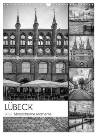 Календар/тефтер LÜBECK Monochrome Momente (Wandkalender 2026 DIN A3 hoch), CALVENDO Monatskalender Calvendo
