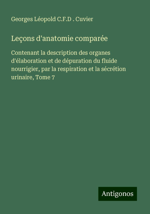 Kniha Leçons d'anatomie comparée 
