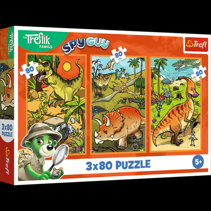 Libro Puzzle 3x80 Trefliki w świecie dinozaurów 34888 