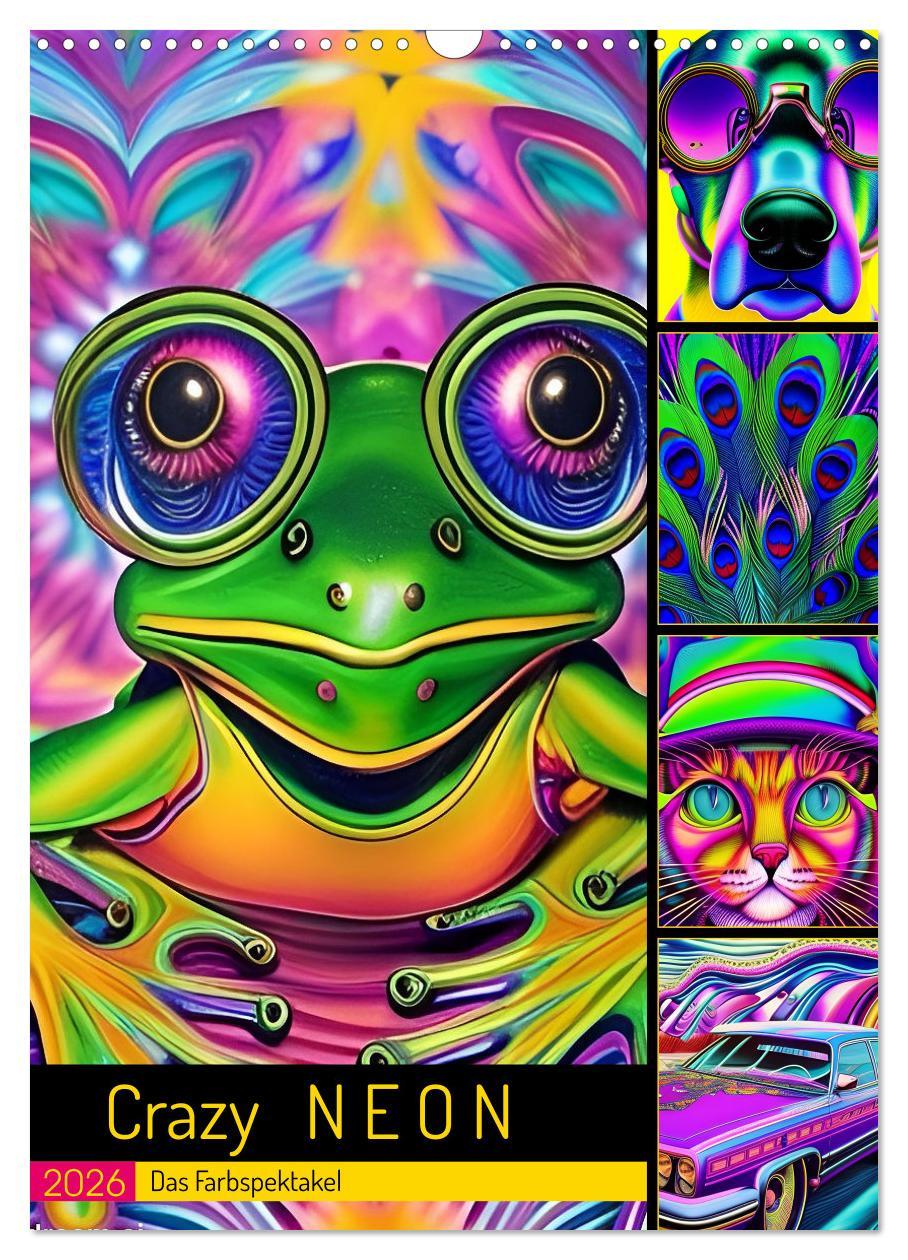 Kalendář/Diář Crazy Neon - Das Farbspektakel (Wandkalender 2026 DIN A3 hoch), CALVENDO Monatskalender Calvendo