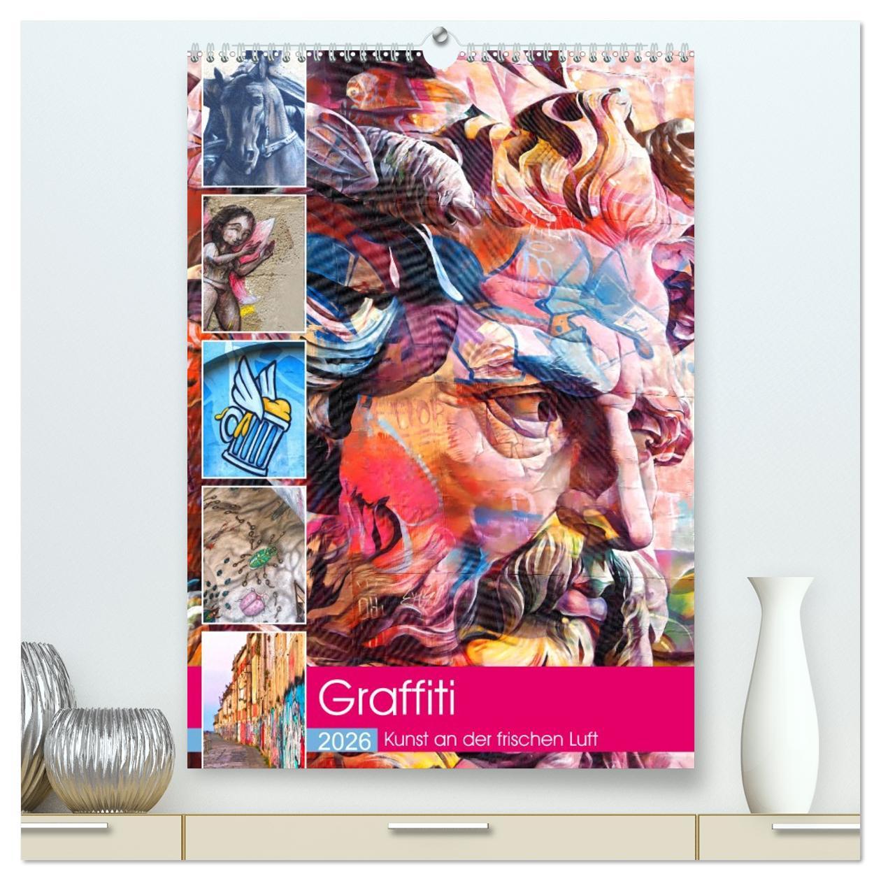 Kalendár/Diár Graffiti Kunst an der frischen Luft (hochwertiger Premium Wandkalender 2026 DIN A2 hoch), Kunstdruck in Hochglanz Calvendo