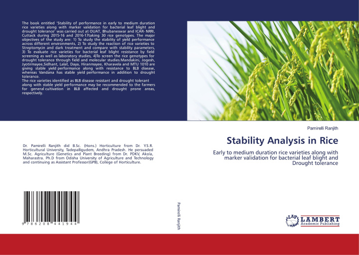 Kniha Stability Analysis in Rice Pamirelli Ranjith