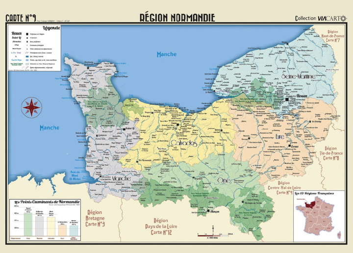 Kniha POSTER GEOGRAPHIQUE - NORMANDIE - 50 X 70 VIACARTO