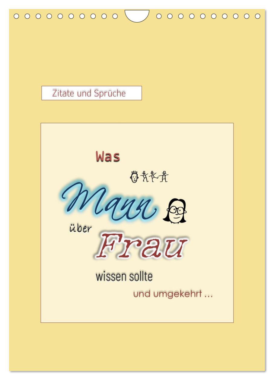 Kalendář/Diář Was Mann über Frau wissen sollte und umgekehrt ... (Wandkalender 2026 DIN A4 hoch), CALVENDO Monatskalender Calvendo