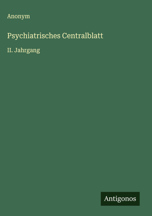 Kniha Psychiatrisches Centralblatt 