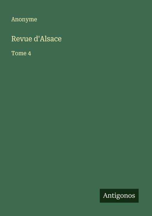 Kniha Revue d'Alsace 
