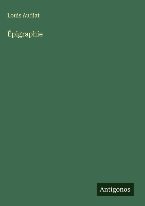 Kniha Épigraphie 