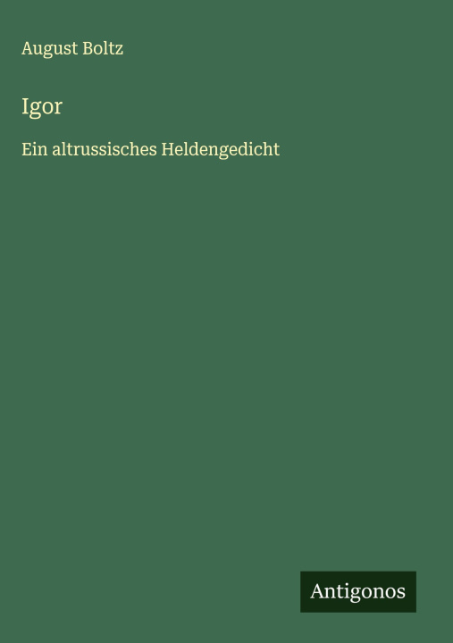 Kniha Igor August Boltz
