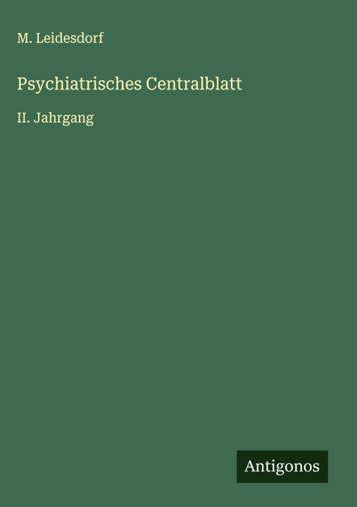 Kniha Psychiatrisches Centralblatt 