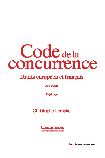 Buch Code de la Concurrence Lemaire