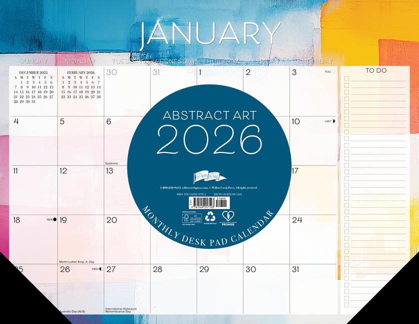 Kniha Abstract Art 2026 22 X 17 Large Monthly Deskpad 