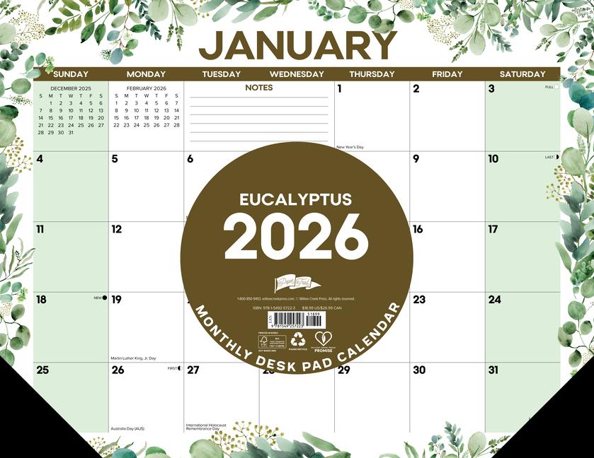 Kniha Eucalyptus 2026 22 X 17 Large Monthly Deskpad 