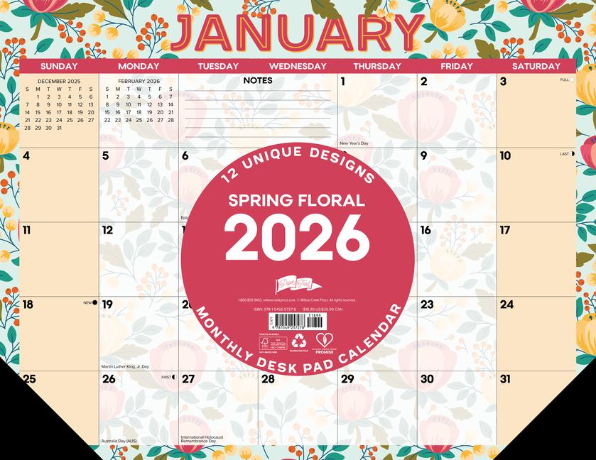 Knjiga Spring Floral 2026 22 X 17 Large Monthly Deskpad 