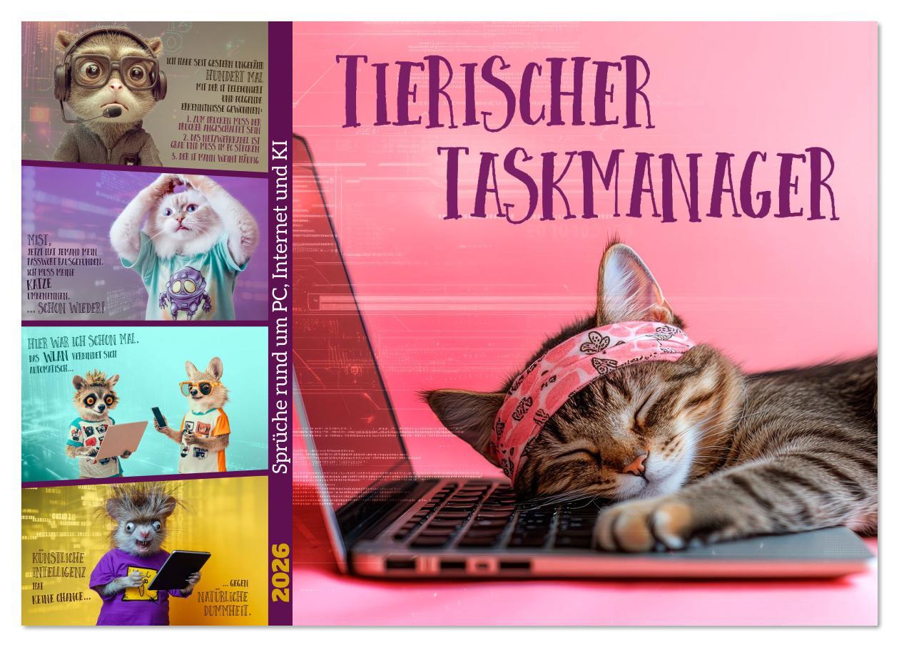 Kalender/Terminbuch Tierischer Taskmanager (Wandkalender 2026 DIN A2 quer), CALVENDO Monatskalender Calvendo