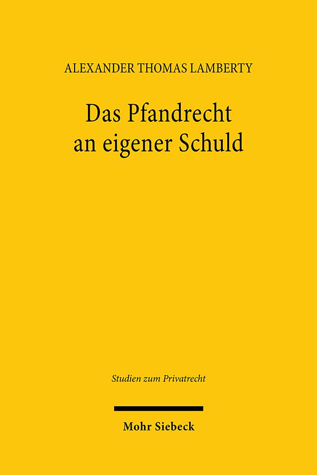 Kniha Das Pfandrecht an eigener Schuld Lamberty