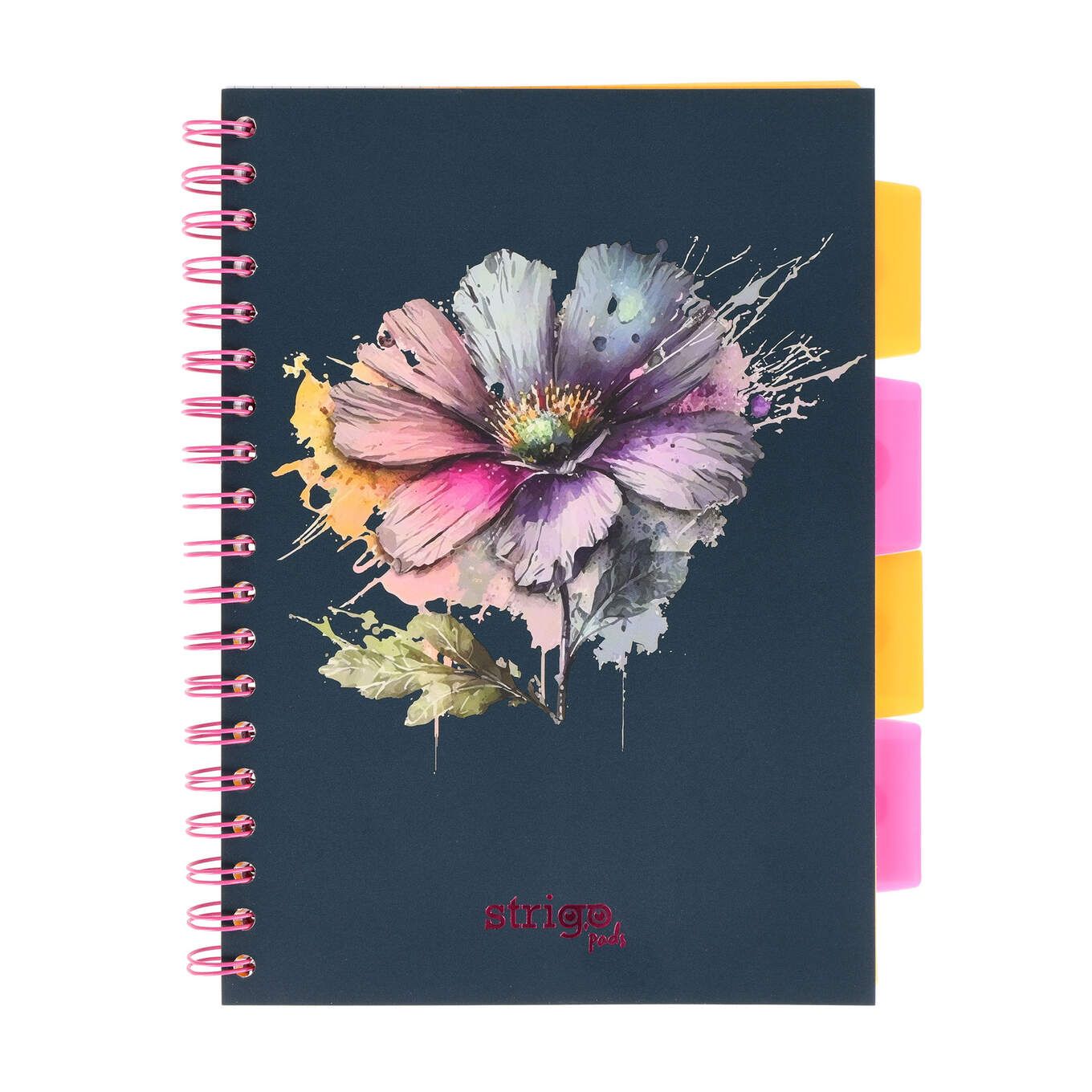 Kniha Strigo Project Book. Kwiaty. Granatowy B5 kratka 100K 80G 