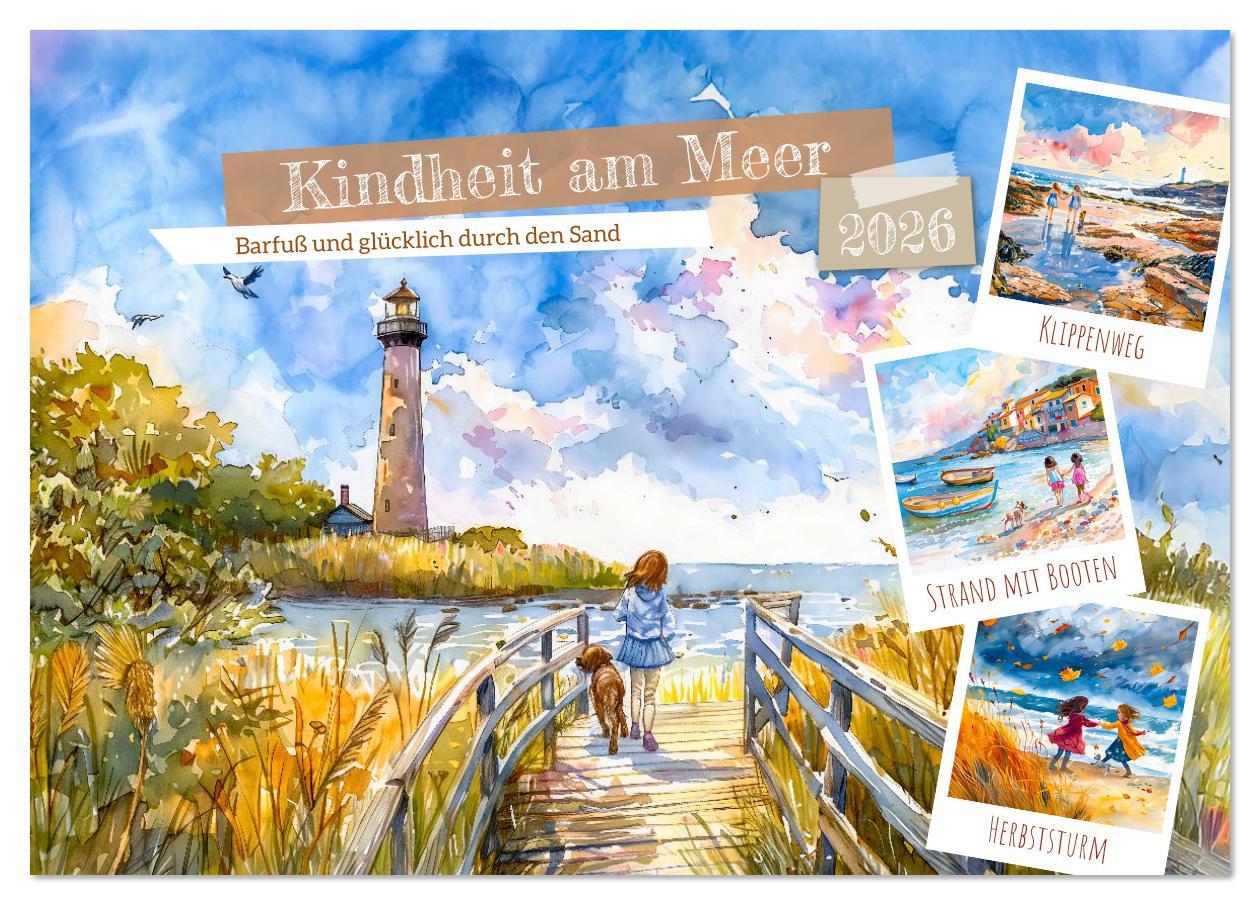 Kalendár/Diár Kindheit am Meer - Barfuß und glücklich durch den Sand (Tischkalender 2026 DIN A5 quer), CALVENDO Monatskalender Calvendo