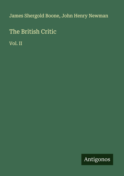 Knjiga The British Critic John Henry Newman