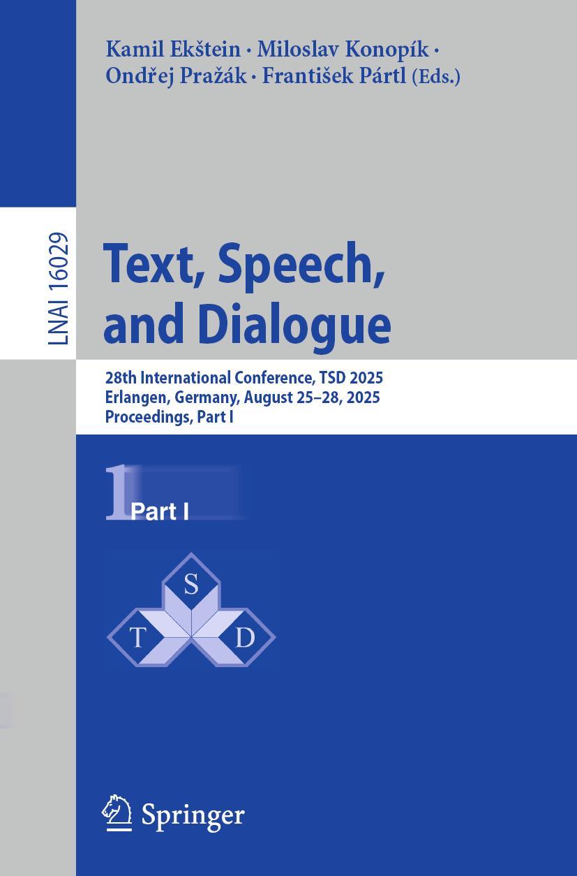Kniha Text, Speech, and Dialogue Miloslav Konopík