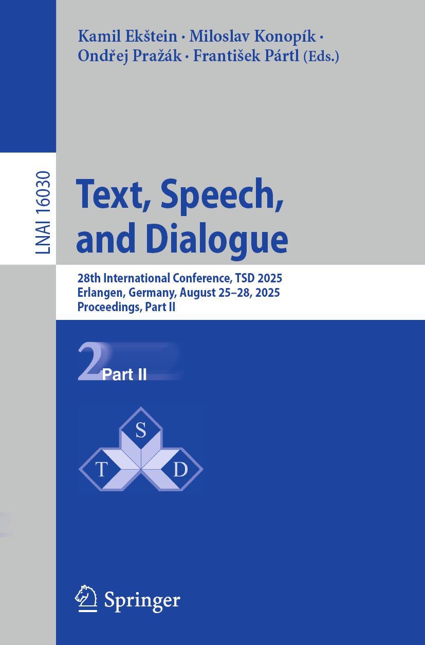 Knjiga Text, Speech, and Dialogue Miloslav Konopík