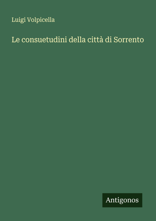 Knjiga Le consuetudini della città di Sorrento Luigi Volpicella