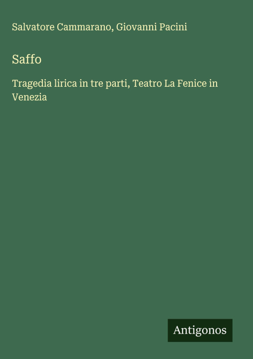 Kniha Saffo Giovanni Pacini