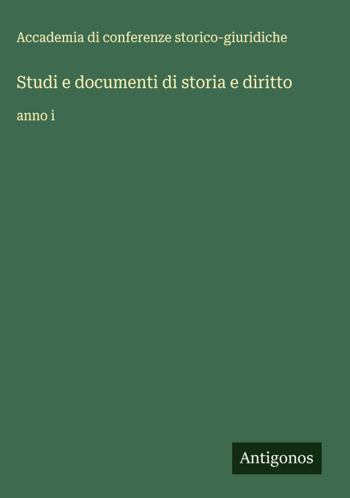 Knjiga Studi e documenti di storia e diritto 