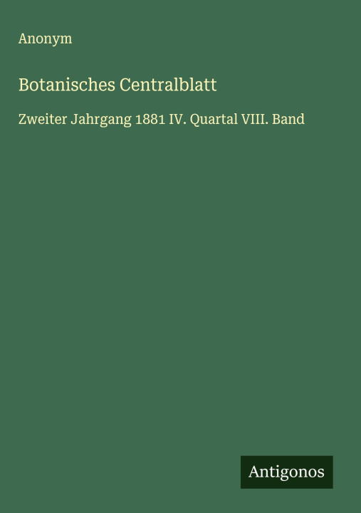 Knjiga Botanisches Centralblatt 