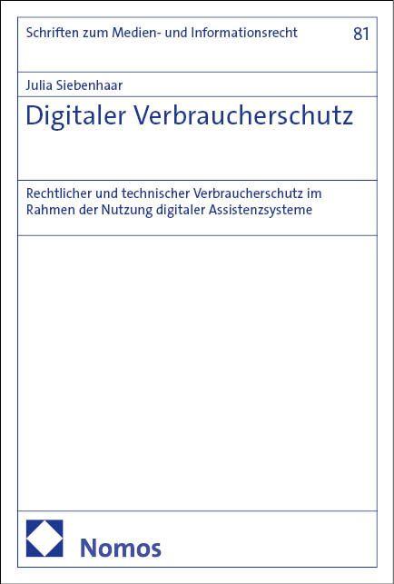 Kniha Digitaler Verbraucherschutz Julia Siebenhaar