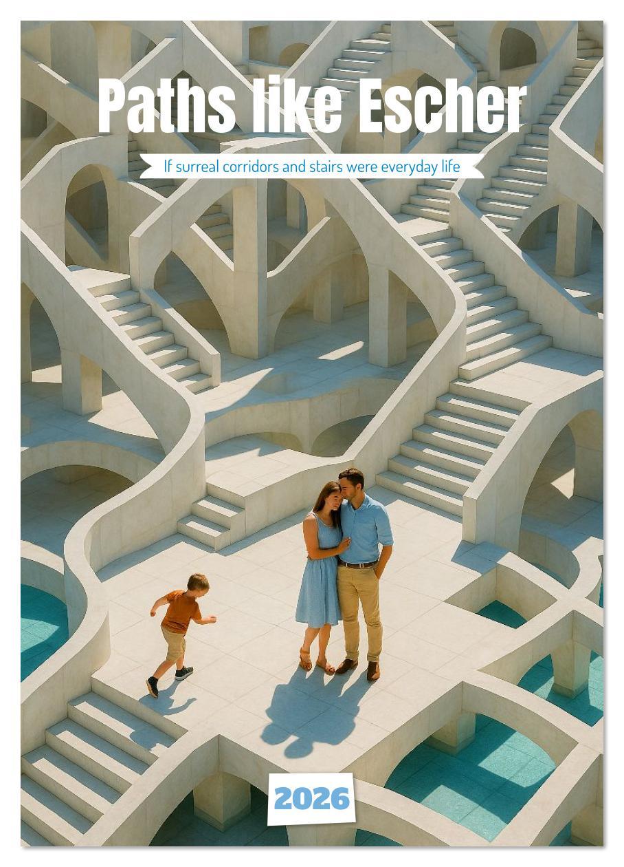 Kalendář/Diář Paths like Escher (Wall Calendar 2026 DIN A3 portrait), CALVENDO 12 Month Wall Calendar Calvendo