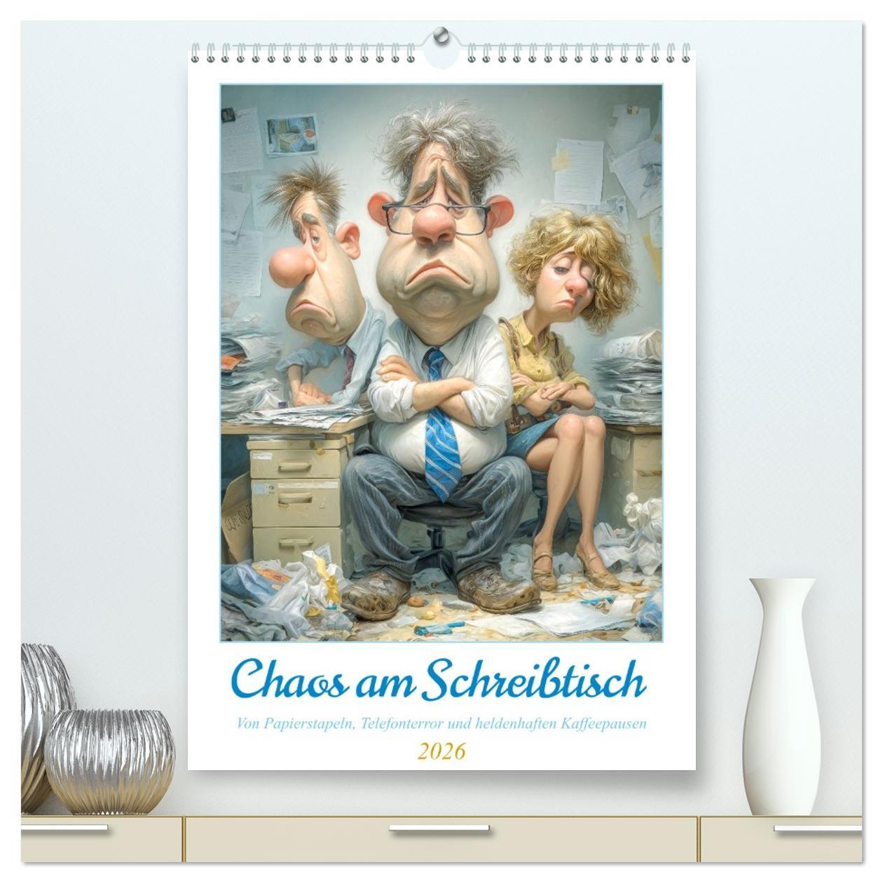 Kalendář/Diář Chaos am Schreibtisch (hochwertiger Premium Wandkalender 2026 DIN A2 hoch), Kunstdruck in Hochglanz Calvendo