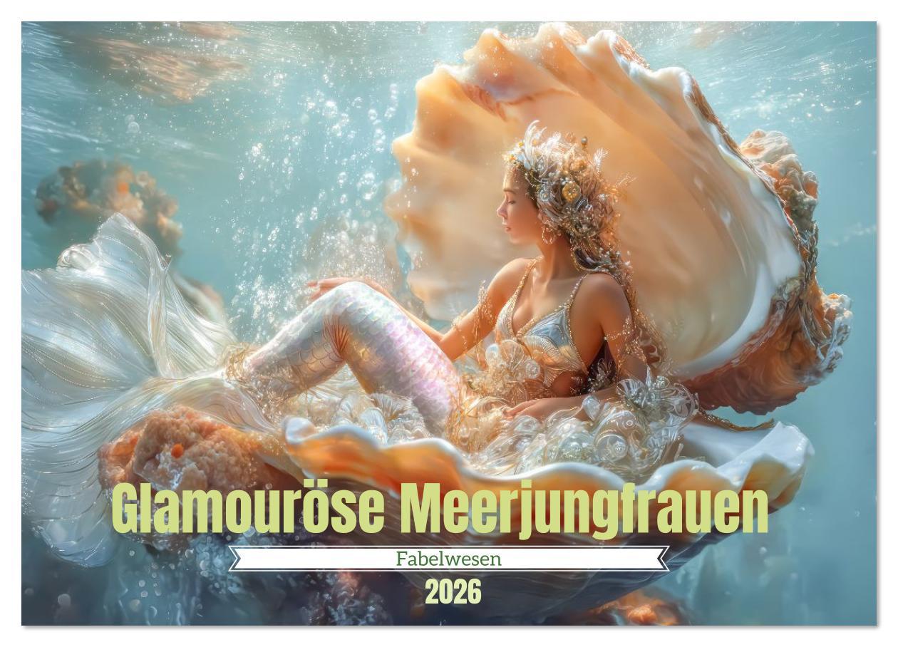 Kalendář/Diář Glamouröse Meerjungfrauen - Fabelwesen (Wandkalender 2026 DIN A3 quer), CALVENDO Monatskalender Calvendo