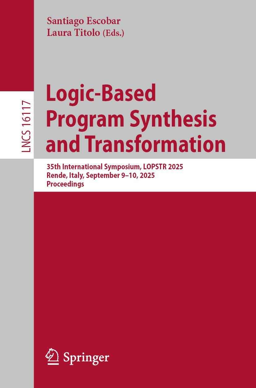 Kniha Logic-Based Program Synthesis and Transformation Laura Titolo
