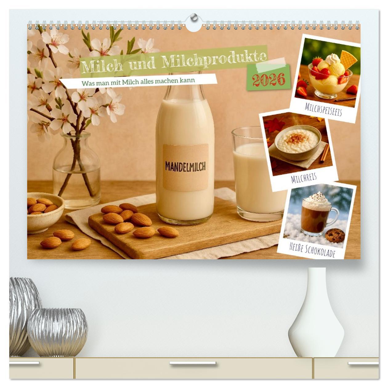 Kalendář/Diář Milch und Milchprodukte (hochwertiger Premium Wandkalender 2026 DIN A2 quer), Kunstdruck in Hochglanz Calvendo