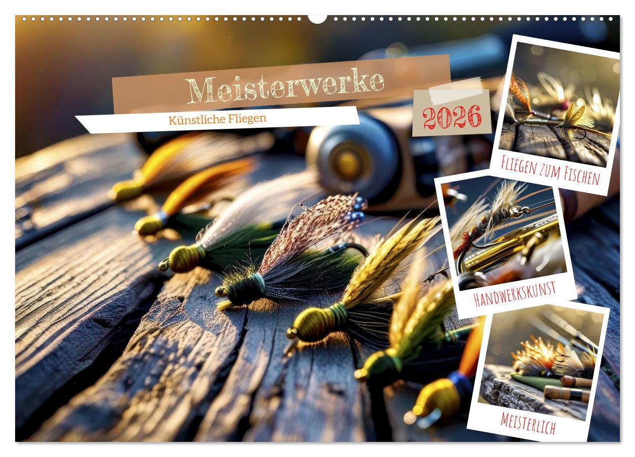 Kalendár/Diár Meisterwerke - Künstliche Fliegen (Wandkalender 2026 DIN A2 quer), CALVENDO Monatskalender Calvendo