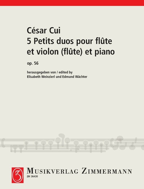 Tlačovina 5 Petits duos pour flûte et violon (flûte) et piano Edmund Wächter