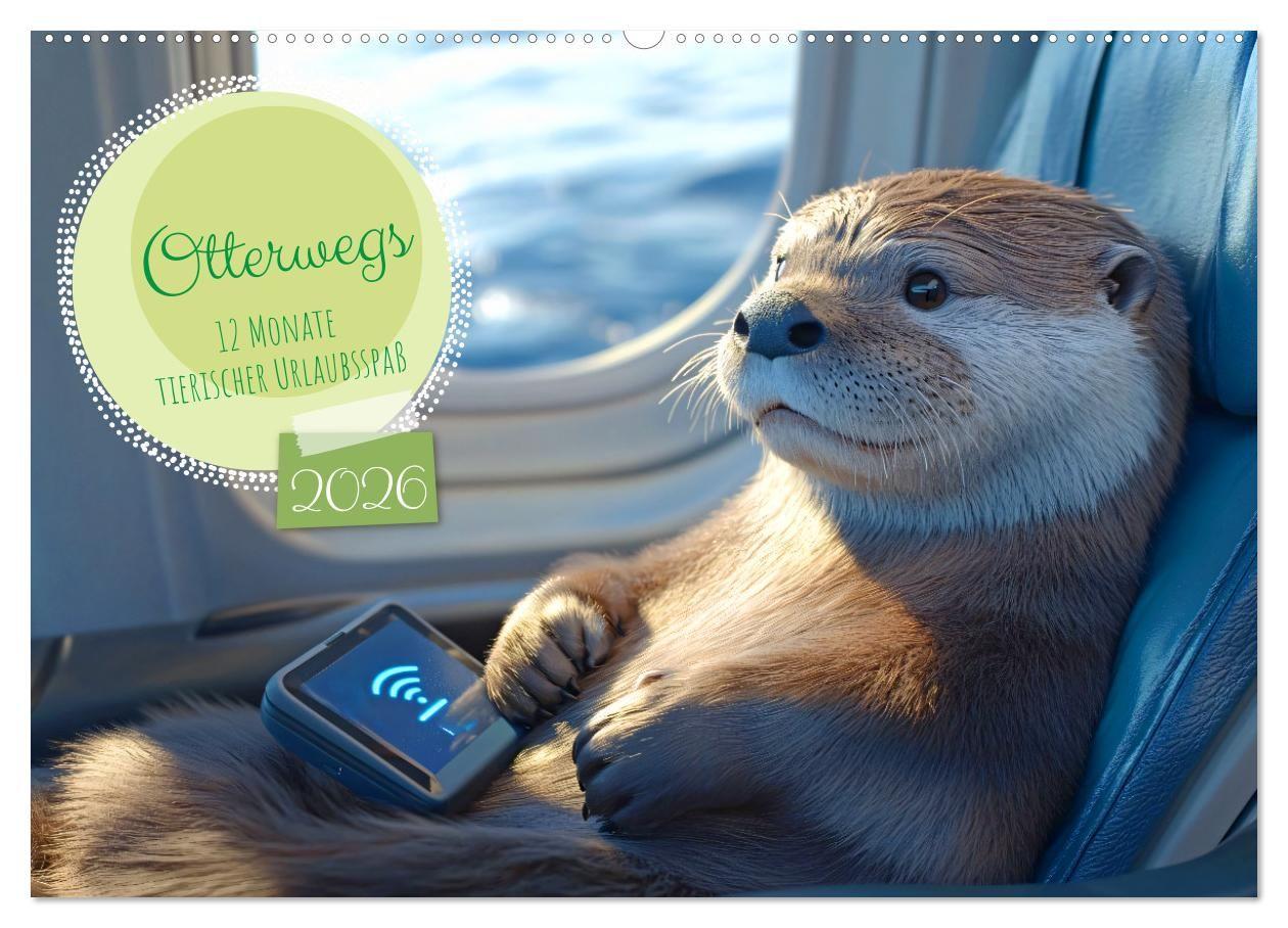 Kalender/Terminbuch Otterwegs - 12 Monate tierischer Urlaubsspaß (Wandkalender 2026 DIN A2 quer), CALVENDO Monatskalender Calvendo