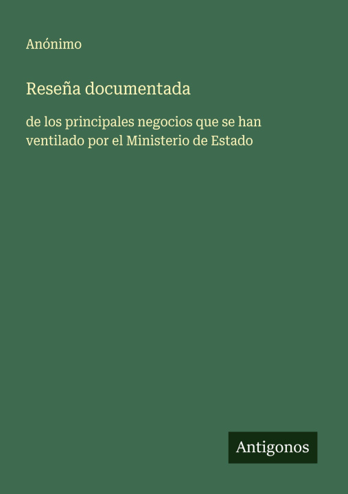 Kniha Reseña documentada Anónimo