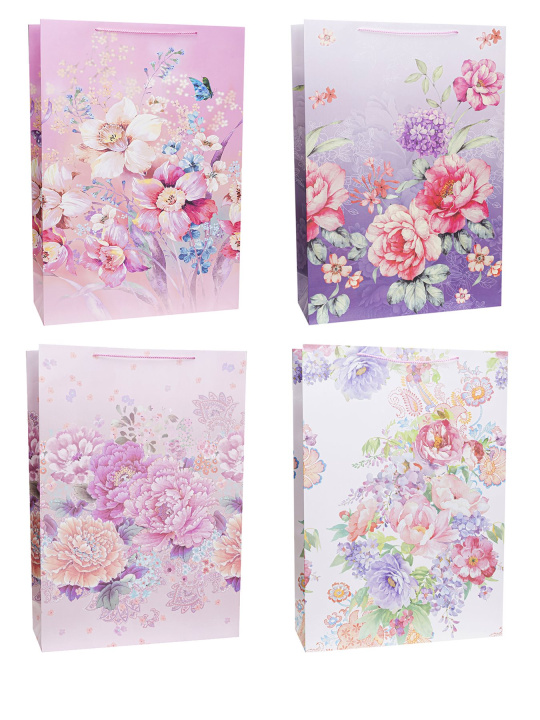 Libro Torebki prezentowe Lux gigant Kwiaty pastel  12 sztuk 