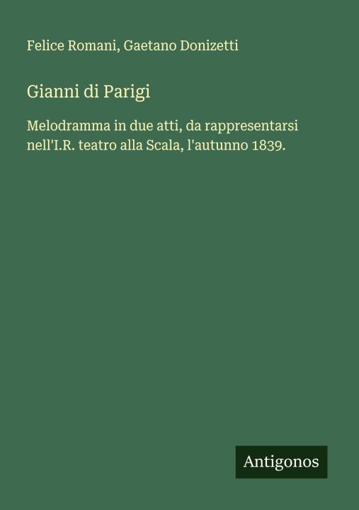 Knjiga Gianni di Parigi Gaetano Donizetti