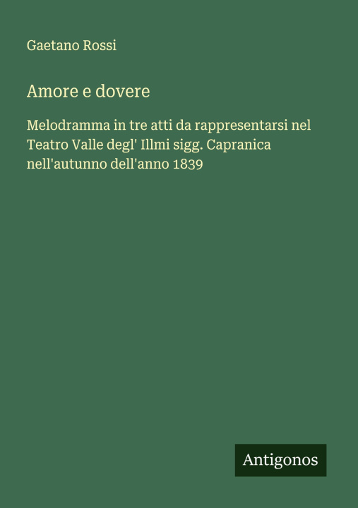 Knjiga Amore e dovere Gaetano Rossi