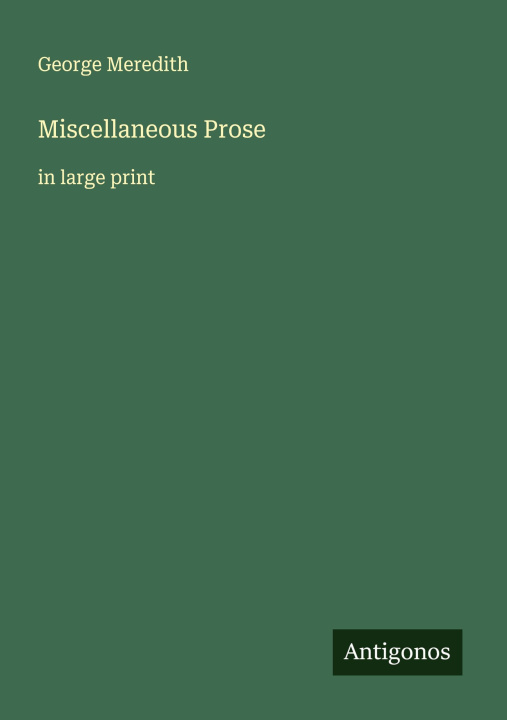 Kniha Miscellaneous Prose 