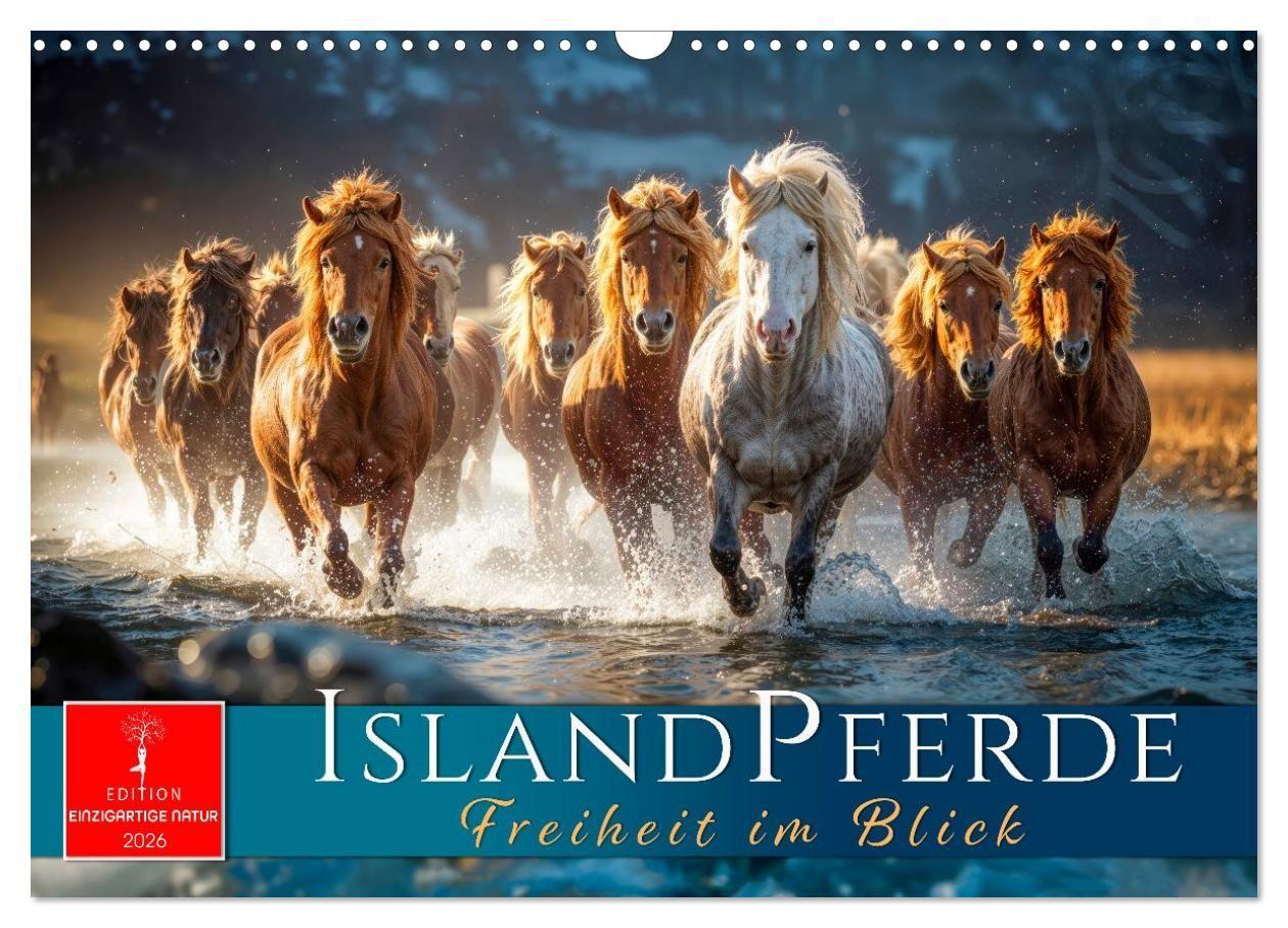 Kalendár/Diár Islandpferde - Freiheit im Blick (Wandkalender 2026 DIN A3 quer), CALVENDO Monatskalender Calvendo