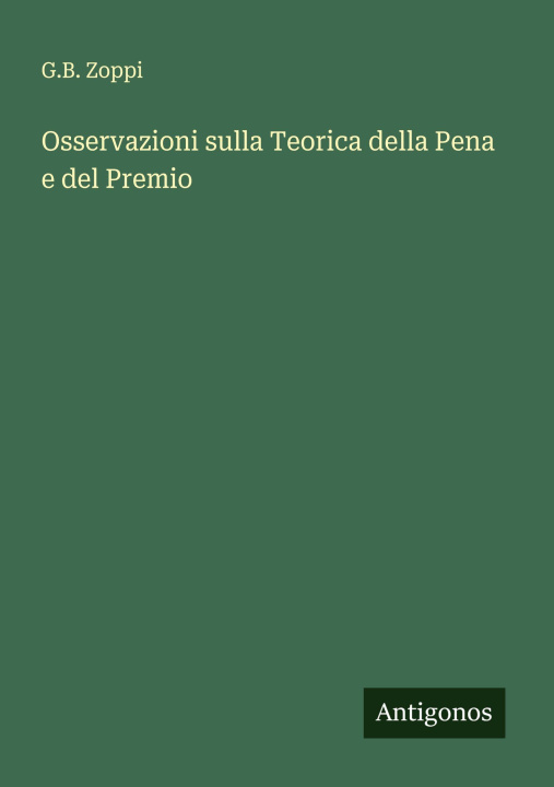Knjiga Osservazioni sulla Teorica della Pena e del Premio G.B. Zoppi